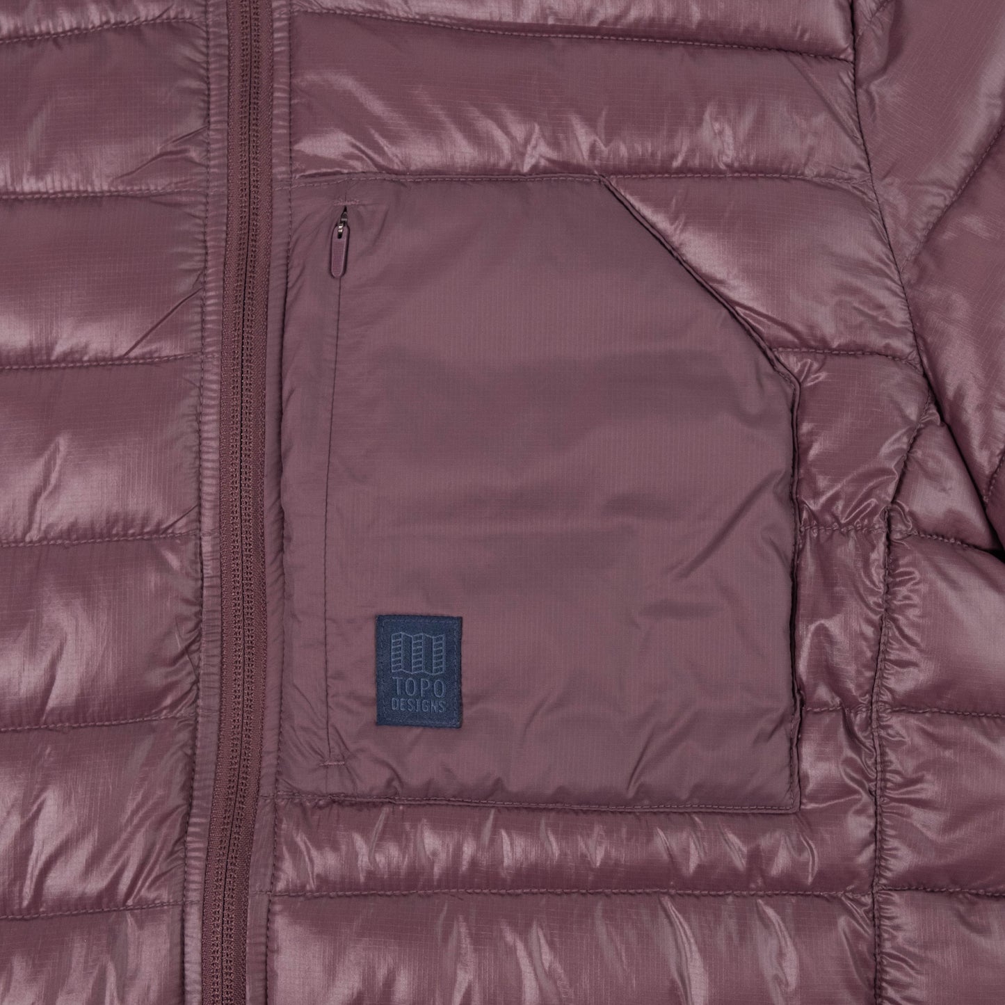 General Detail shot of Topo Designs Townie Puffer Jacket - Women's in "Huckleberry"