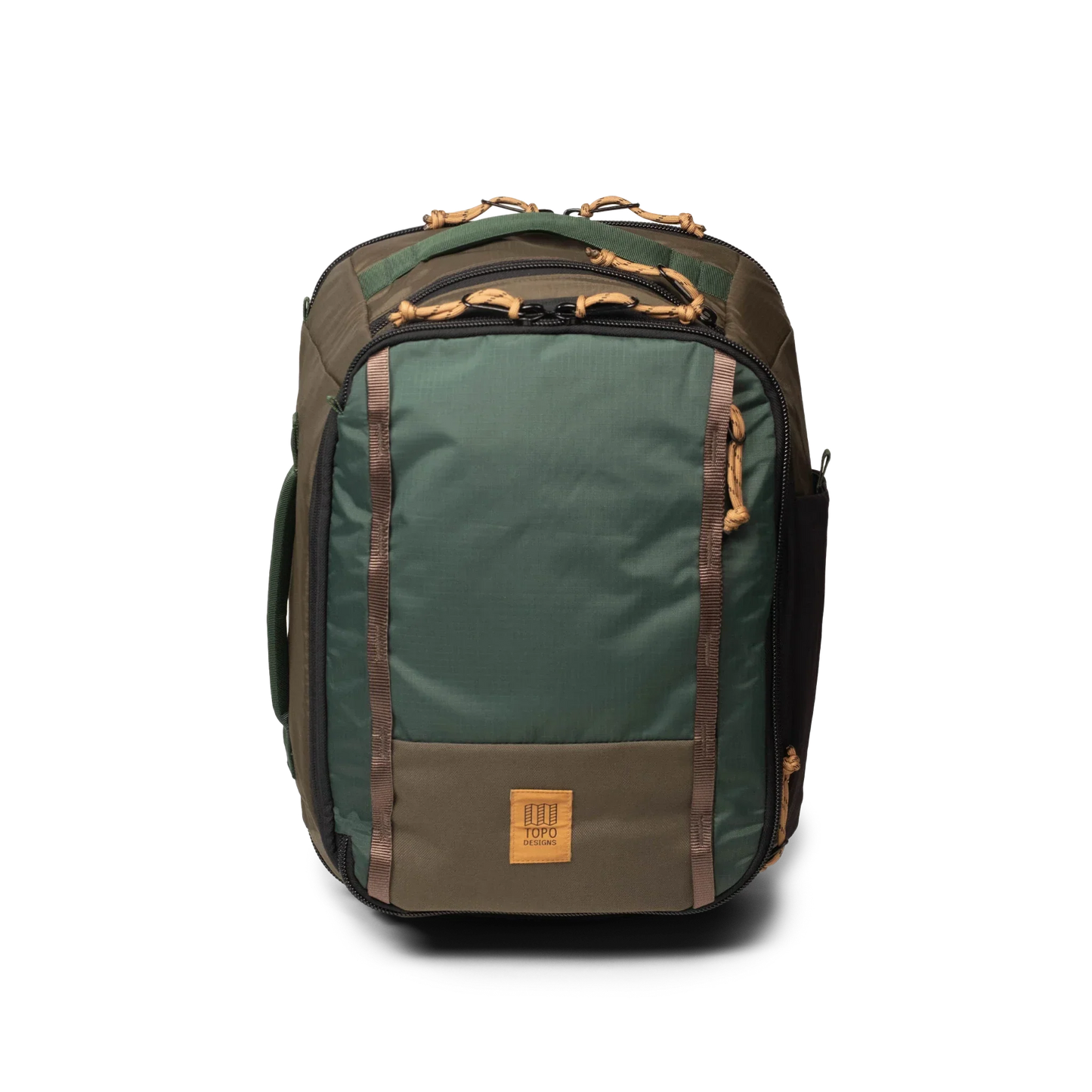 Front View of Topo Designs Global Travel Backpack in "Woodland / Forest"