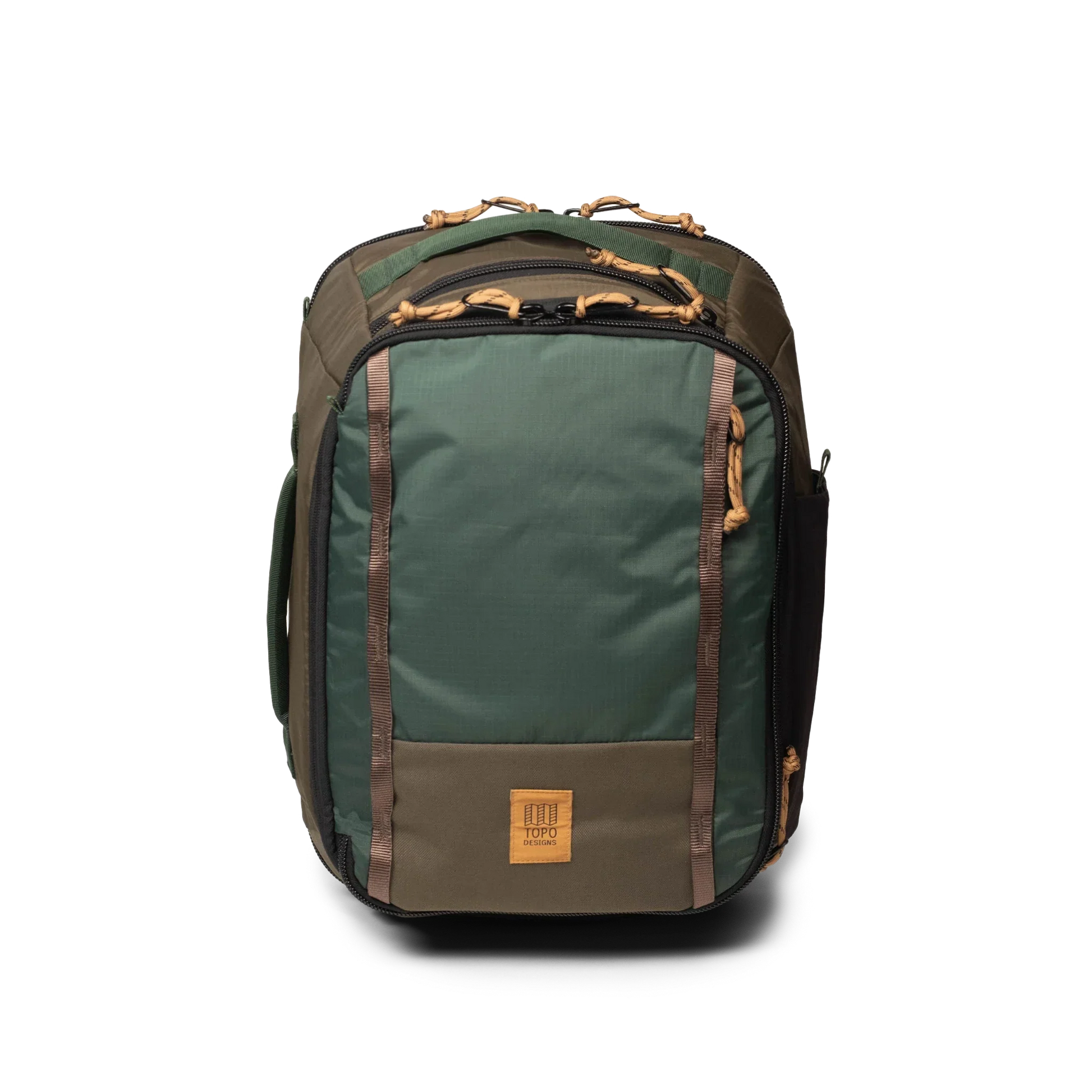 Front View of Topo Designs Global Travel Backpack in "Woodland / Forest"