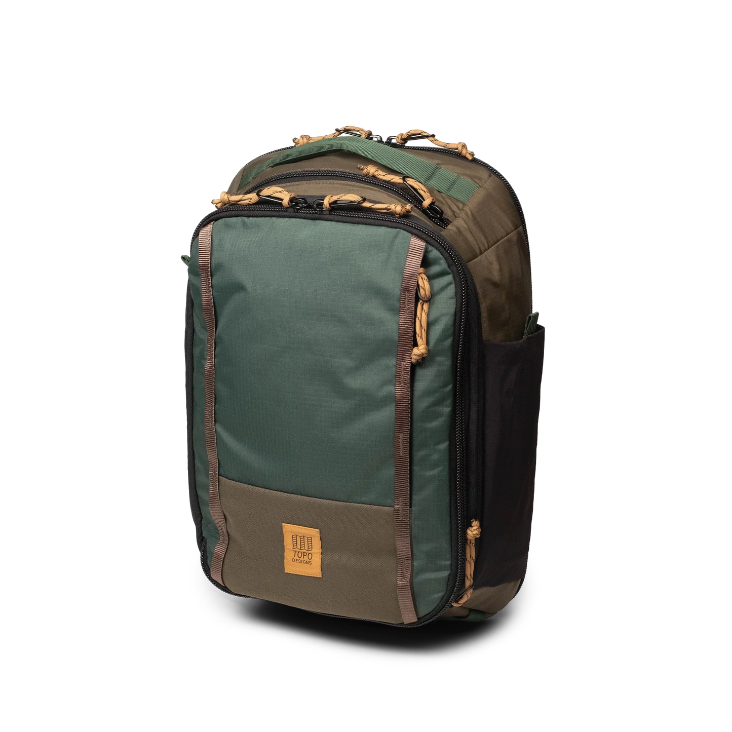 Front View of Topo Designs Global Travel Backpack in "Woodland / Forest"