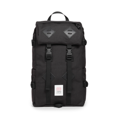 Front view of Topo Designs Klettersack Classic vintage-inspired rucksack backpack in "Black".