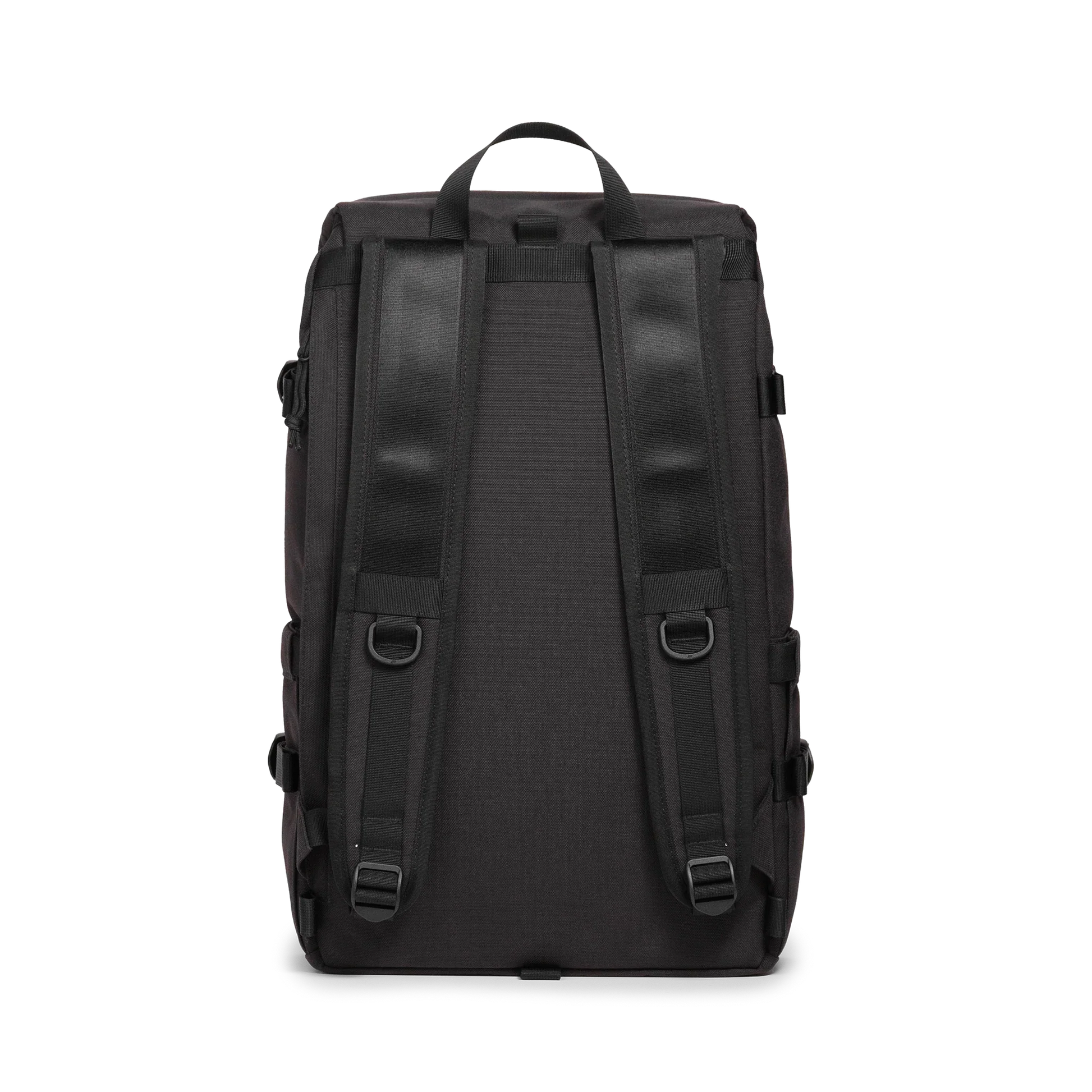Back view of Topo Designs Klettersack Classic vintage-inspired rucksack backpack in "Black".