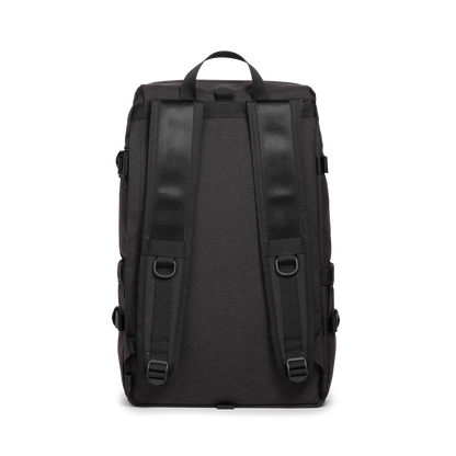 Back view of Topo Designs Klettersack Classic vintage-inspired rucksack backpack in "Black".