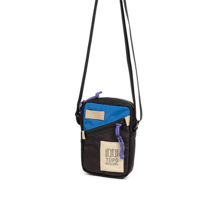 Front View of Topo Designs Mini Shoulder Bag in "Classic Blue / Black"