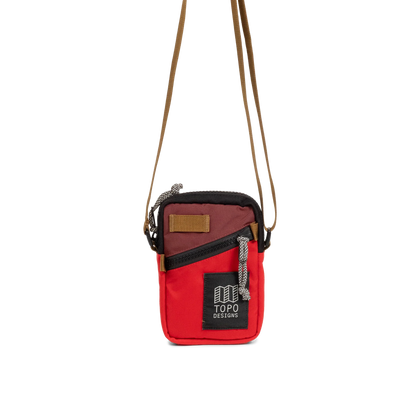 Front View of Topo Designs Mini Shoulder Bag in "Maroon / Salsa"