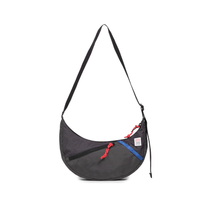Front View of Topo Designs Moonlight Crossbody Bag in "Black / White Grid"