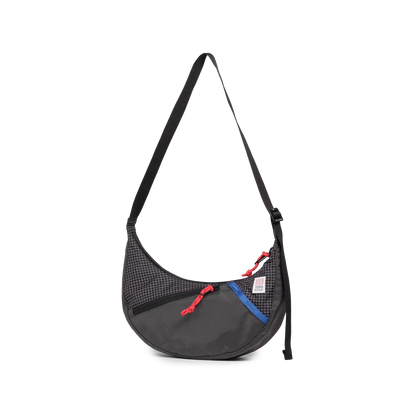 Front View of Topo Designs Moonlight Crossbody Bag in "Black / White Grid"