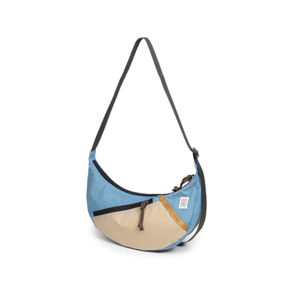 Front View of Topo Designs Moonlight Crossbody Bag in "River Blue / Cobblestone"
