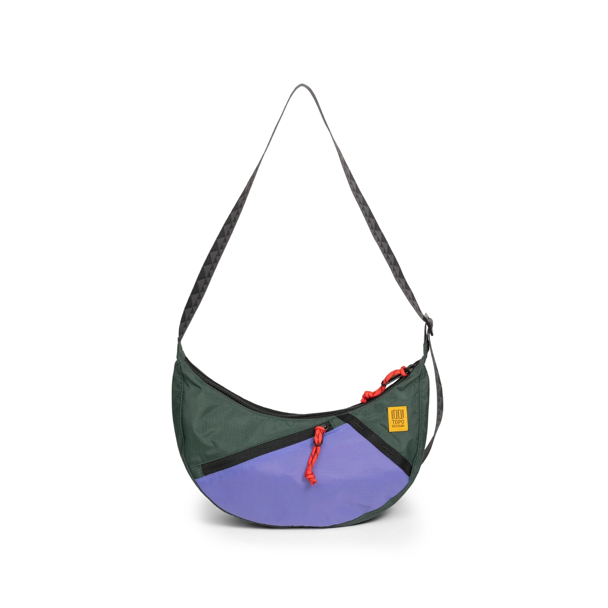 Front View of Topo Designs Moonlight Crossbody Bag in "Very Peri / Forest"