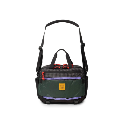 Front View of Topo Designs Mountain Cross Bag in "Grid / Very Peri"