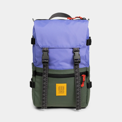 Front View of Topo Designs Rover Pack Classic in "Very Peri / Forest"