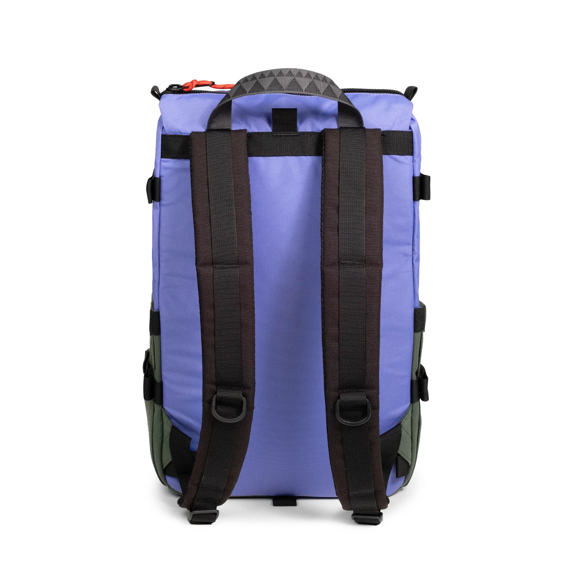 Back View of Topo Designs Rover Pack Classic in "Very Peri / Forest"