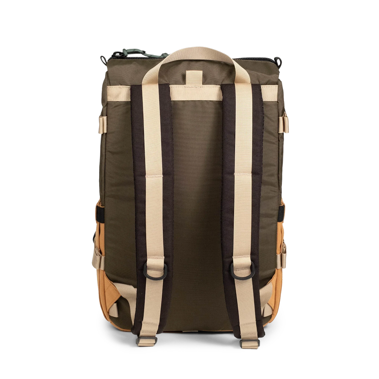Back View of Topo Designs Rover Pack Classic in "Woodland / Brown Oak"