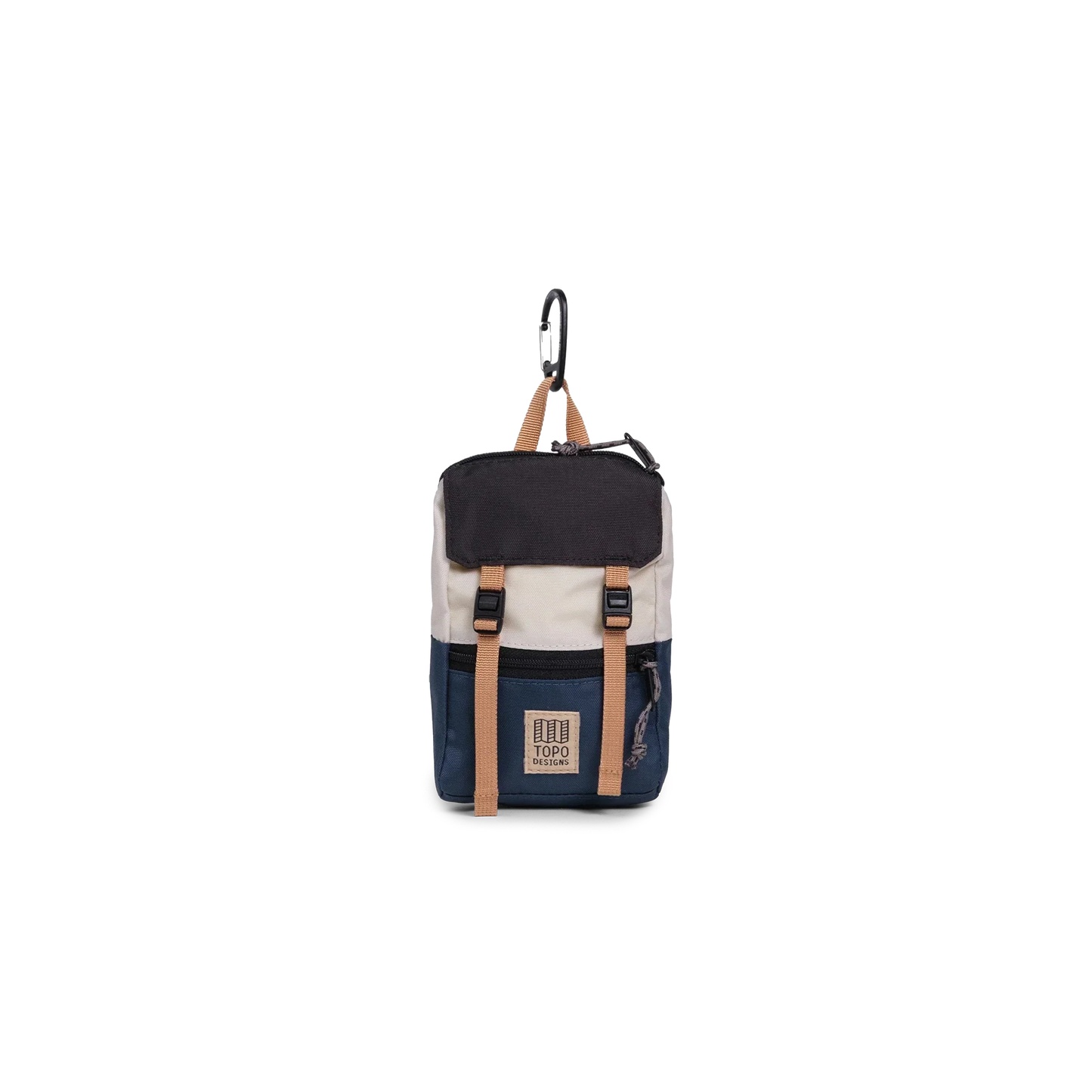 Front View of Topo Designs Rover Pack Micro in "Bone White / Pond Blue"