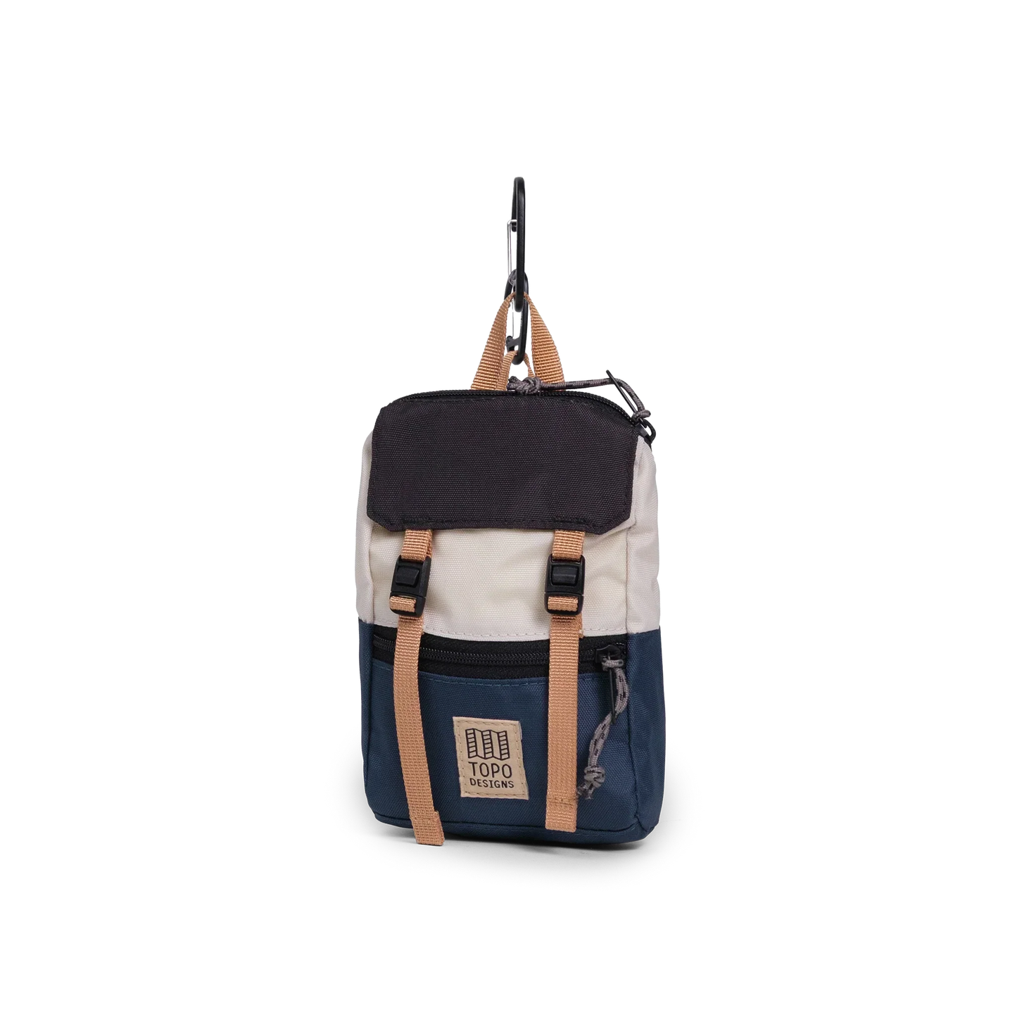 Front View of Topo Designs Rover Pack Micro in "Bone White / Pond Blue"