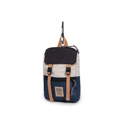 Front View of Topo Designs Rover Pack Micro in "Bone White / Pond Blue"