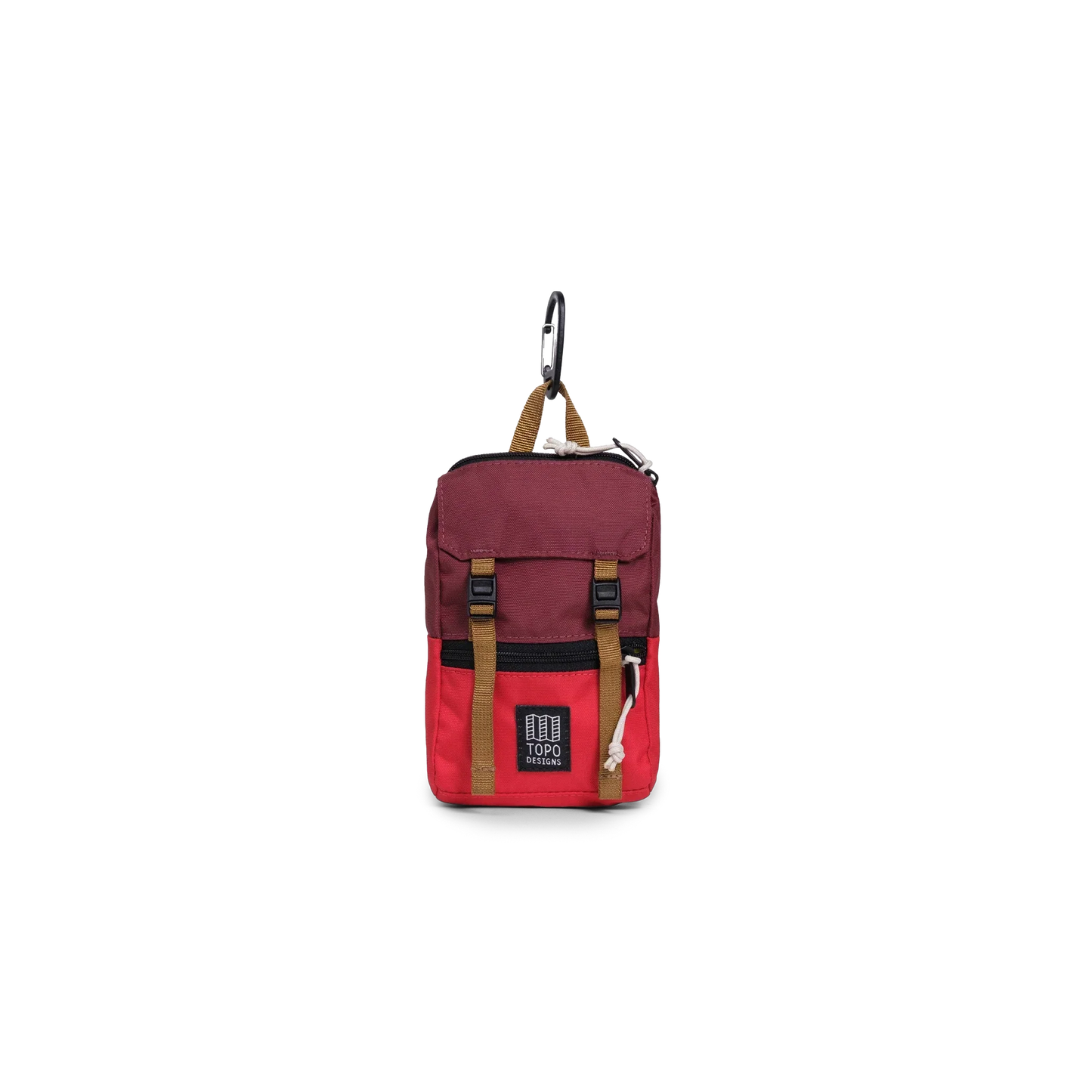 Front View of Topo Designs Rover Pack Micro in "Maroon / Salsa"