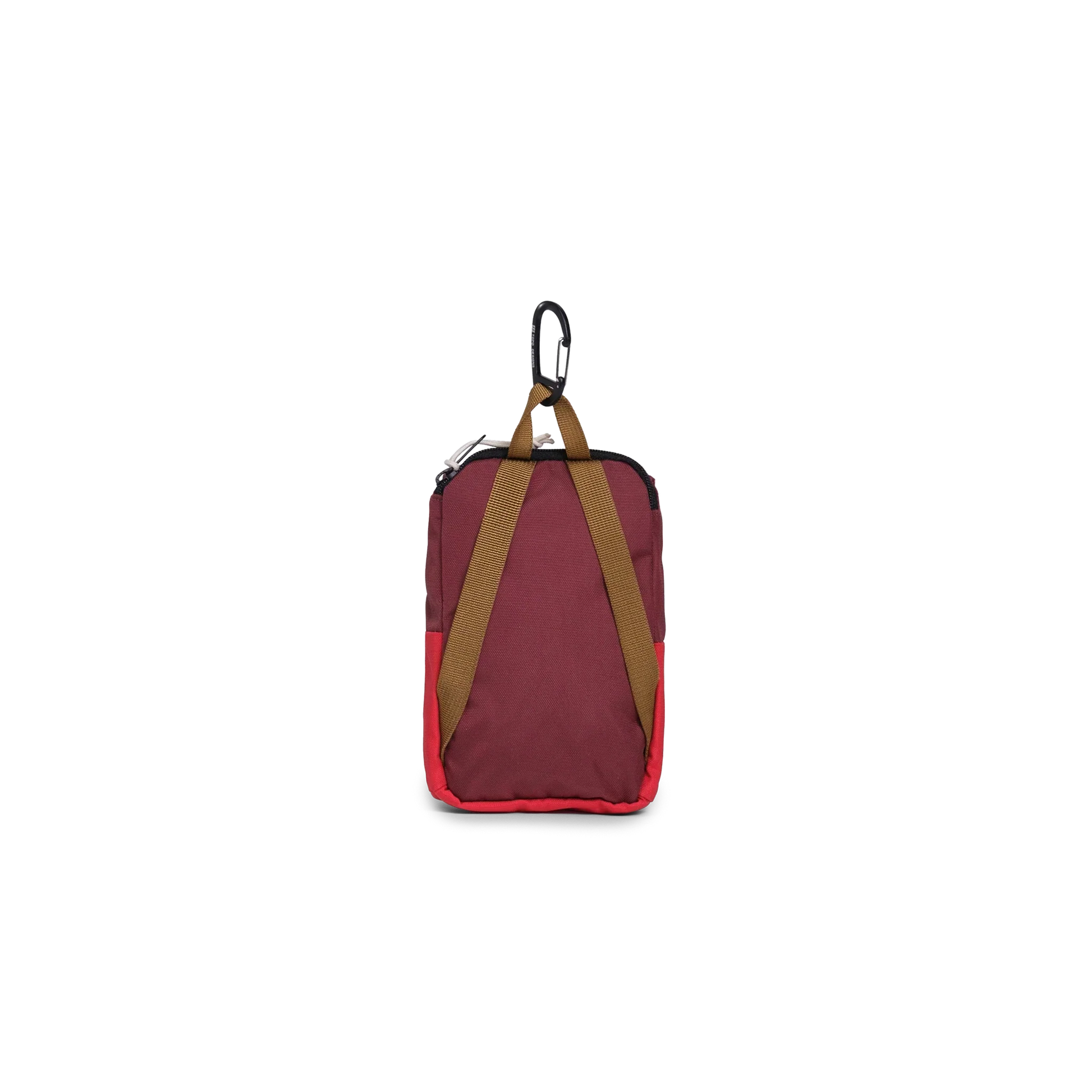 Back View of Topo Designs Rover Pack Micro in "Maroon / Salsa"