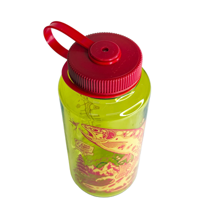 Top view of Topo Designs x CCH x Pine Printshop Nalgene Water Bottle in "Endive"