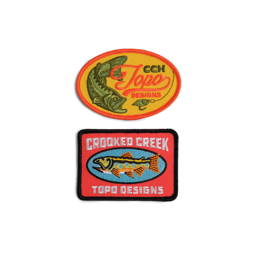 General shot of Topo Designs x CCH x Pine Printshop Patch 2-pack in "Multi"