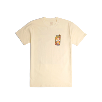 Front shot of Topo Designs x CCH x Pine Printshop Urban Angler Tee in "Butter"