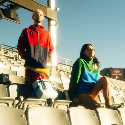 General lifestyle shot of Topo Designs x Colorado Rapids HighPeak Jacket