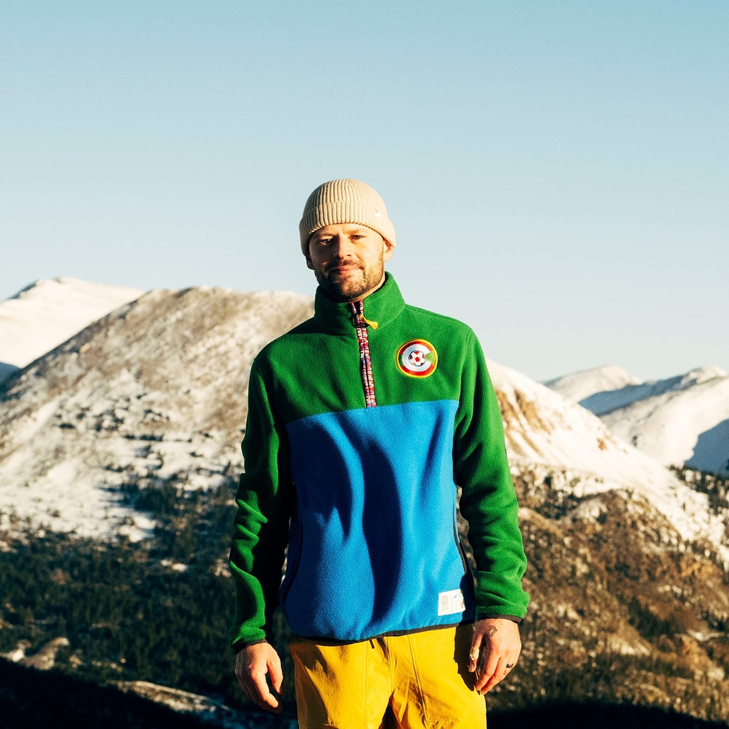 General lifestyle shot of Topo Designs x Colorado Rapids Vista 1/4 Zip Fleece