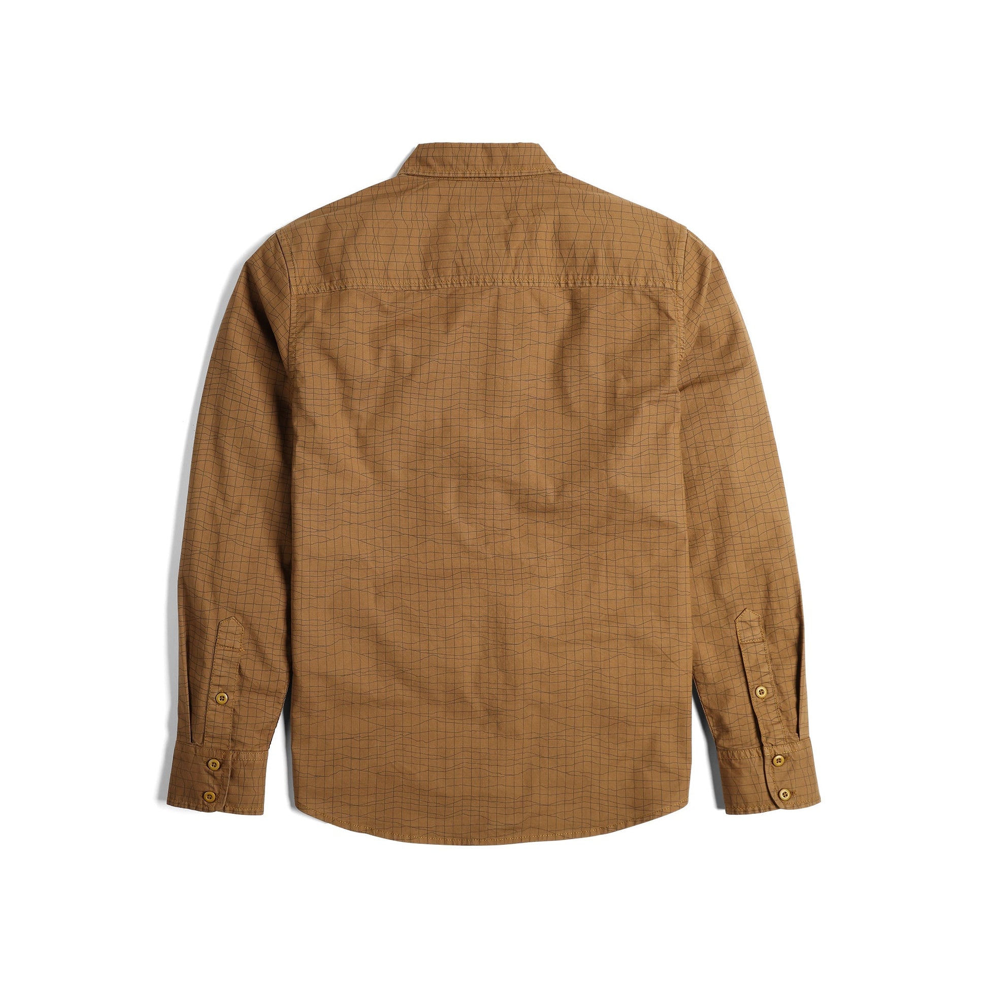 Back View of Topo Designs Dirt Desert Shirt - Men's in "Dark Khaki Terrain"