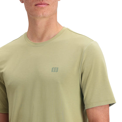 Detail shot of Topo Designs Global Tek Crew Ss - Men's in "Moss"