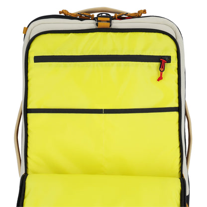 General detail shot of Topo Designs Global Travel Bag Roller in "Bone White / Olive"