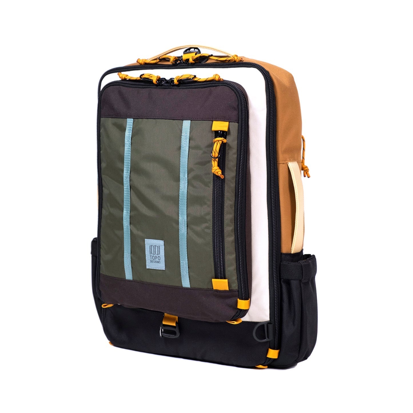 Front View of Topo Designs Global Travel Bag 30L in "Bone White / Olive"