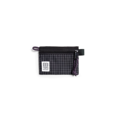 Front View of Topo Designs Accessory Bag "Micro" in "Black / White Grid"
