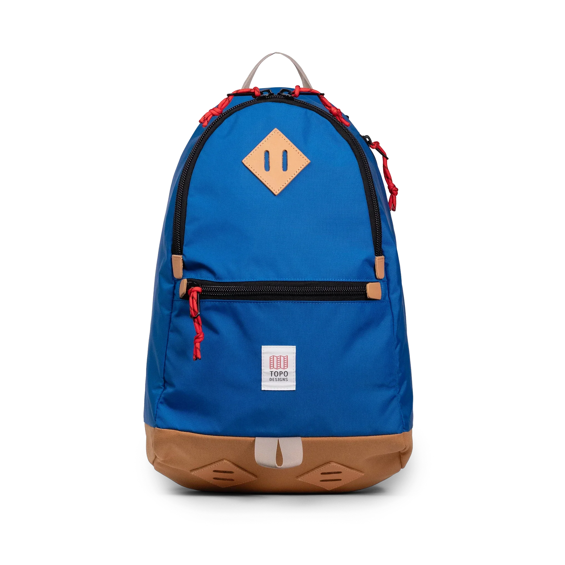 Front view of Topo Designs Classic Teardrop Backpack in "Classic Blue"