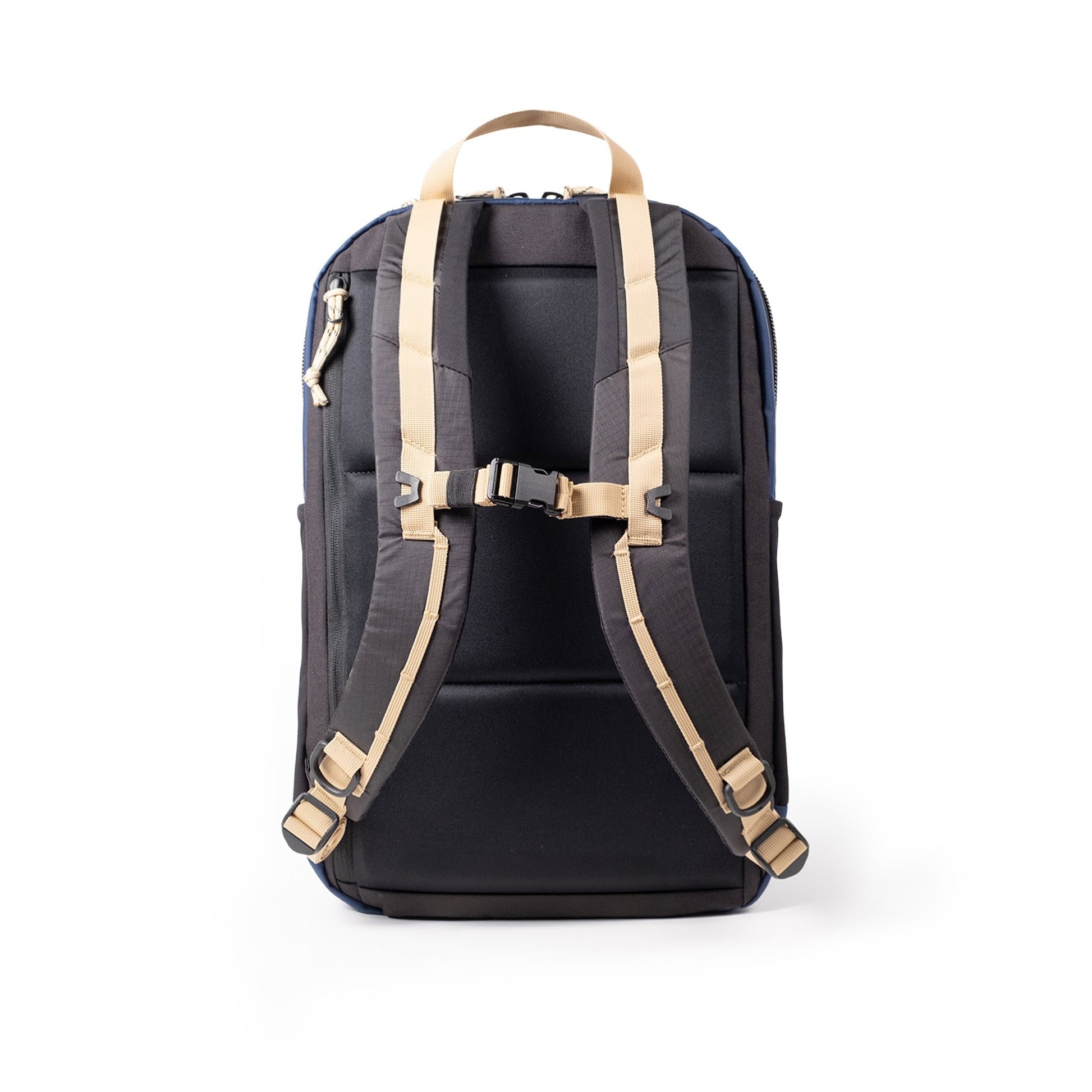 Back View of Topo Designs Commuter Backpack in "Navy / Sahara"