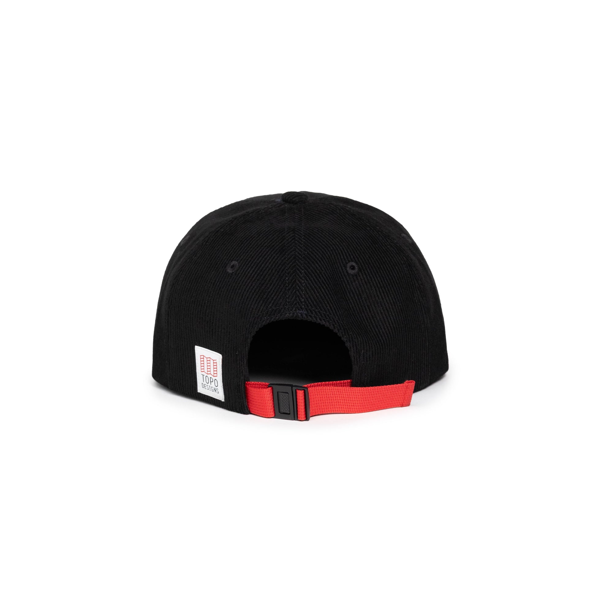Back quarter white background image of Topo Designs Corduroy Trucker Hat Alpine View in "Black"