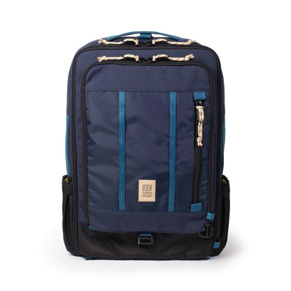 Front View of Topo Designs Global Travel Bag 30L in "Navy / Sahara"