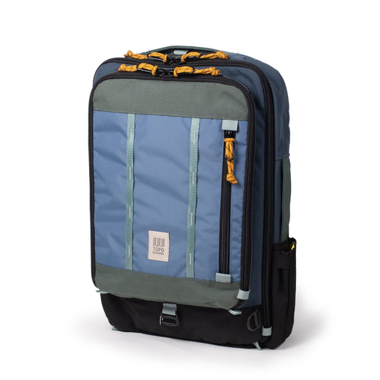 Front View of Topo Designs Global Travel Bag 30L in "Stone Blue / Forest"