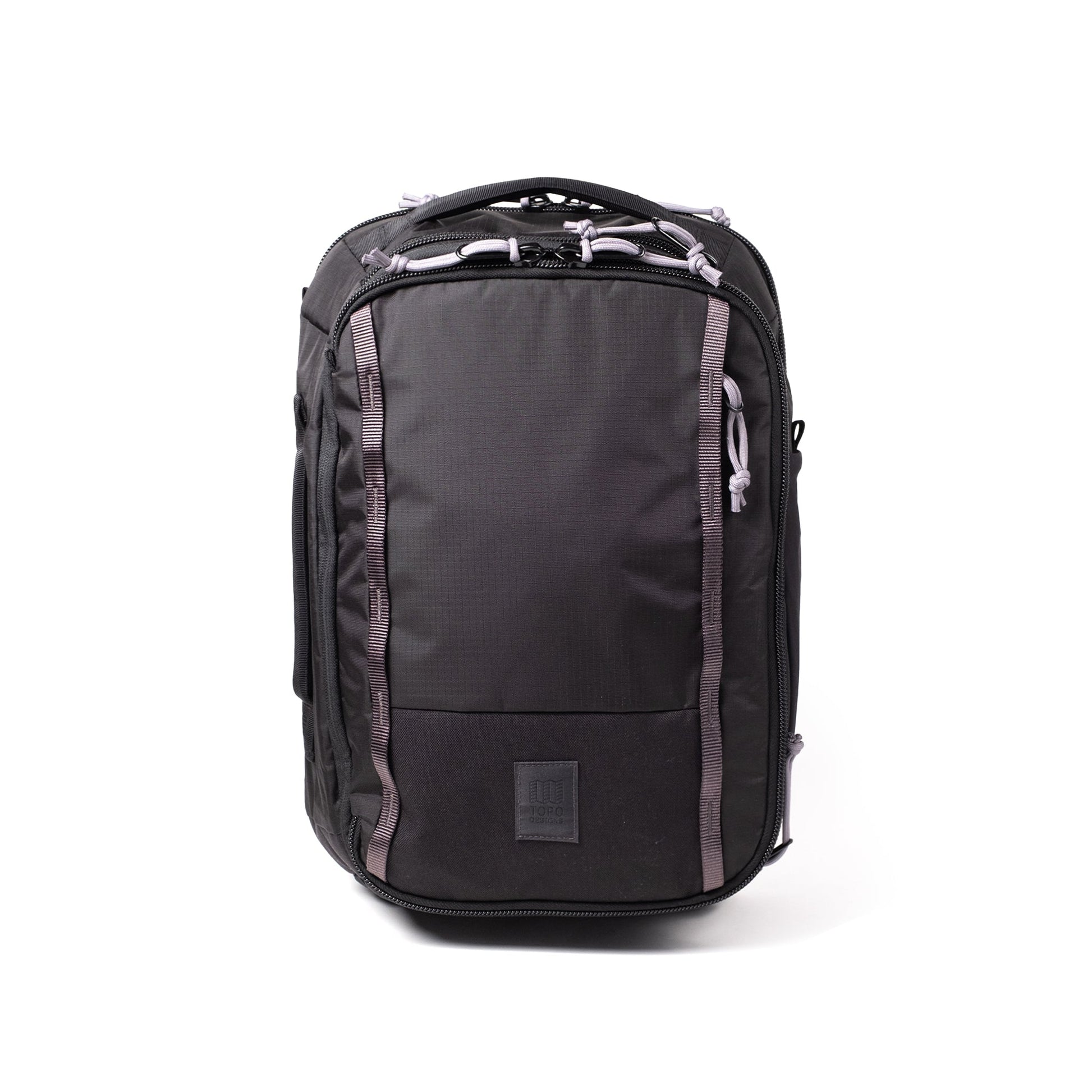 Front View of Topo Designs Global Travel Backpack in "Black / Black"