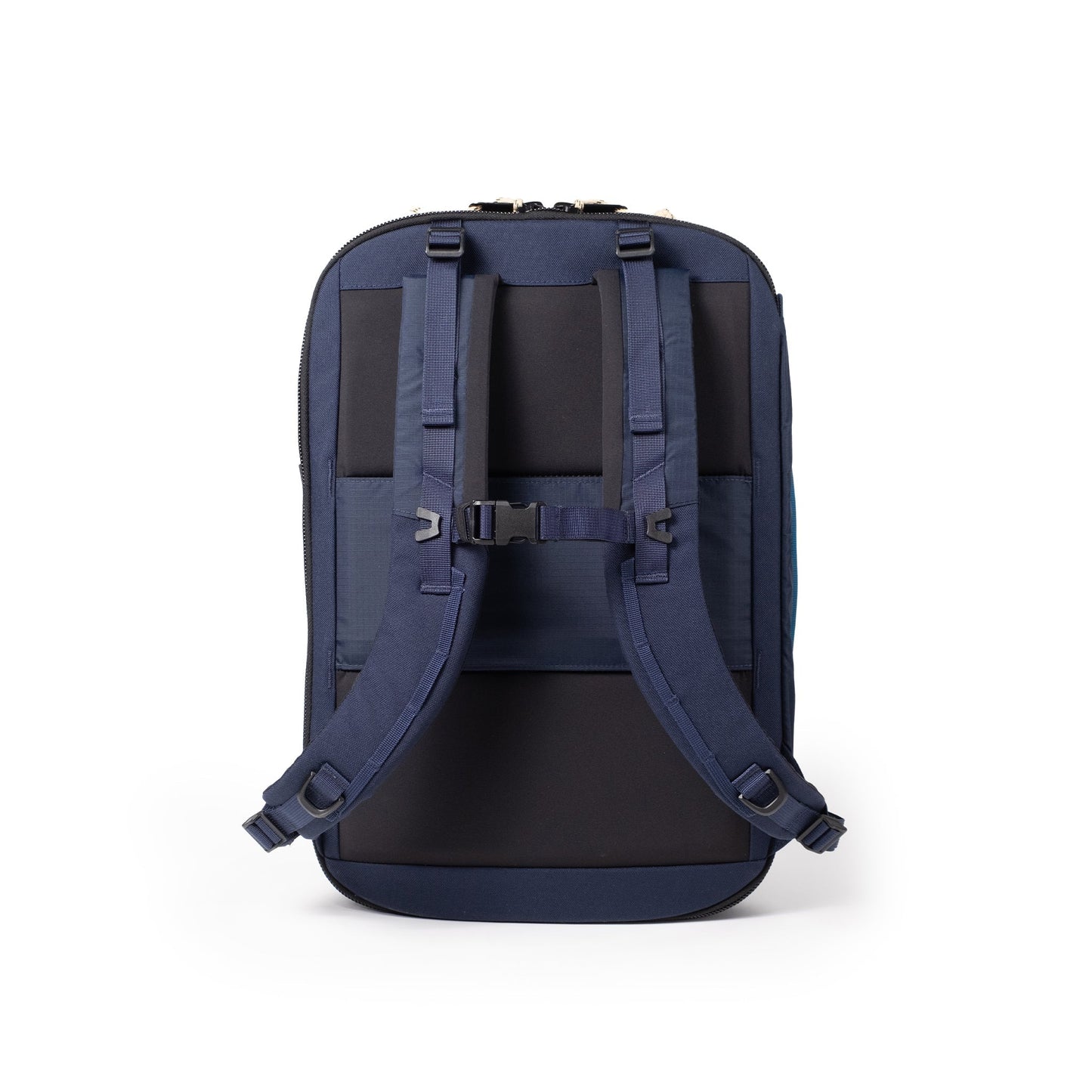 Back View of Topo Designs Global Travel Backpack in "Navy / Sahara"