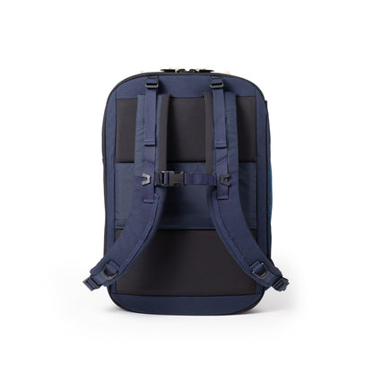 Back View of Topo Designs Global Travel Backpack in "Navy / Sahara"
