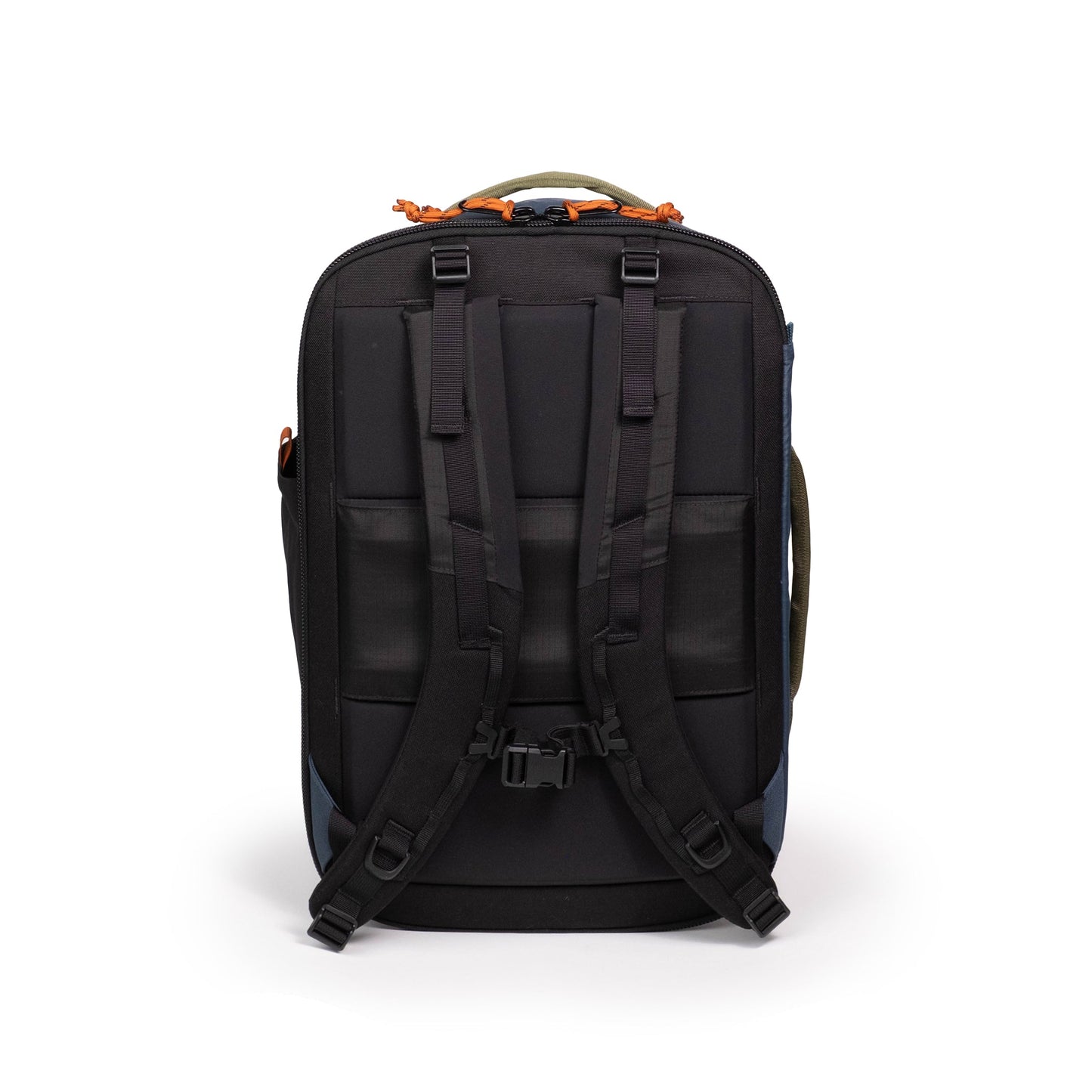 Back View of Topo Designs Global Travel Backpack in "Olive / Dark Khaki"