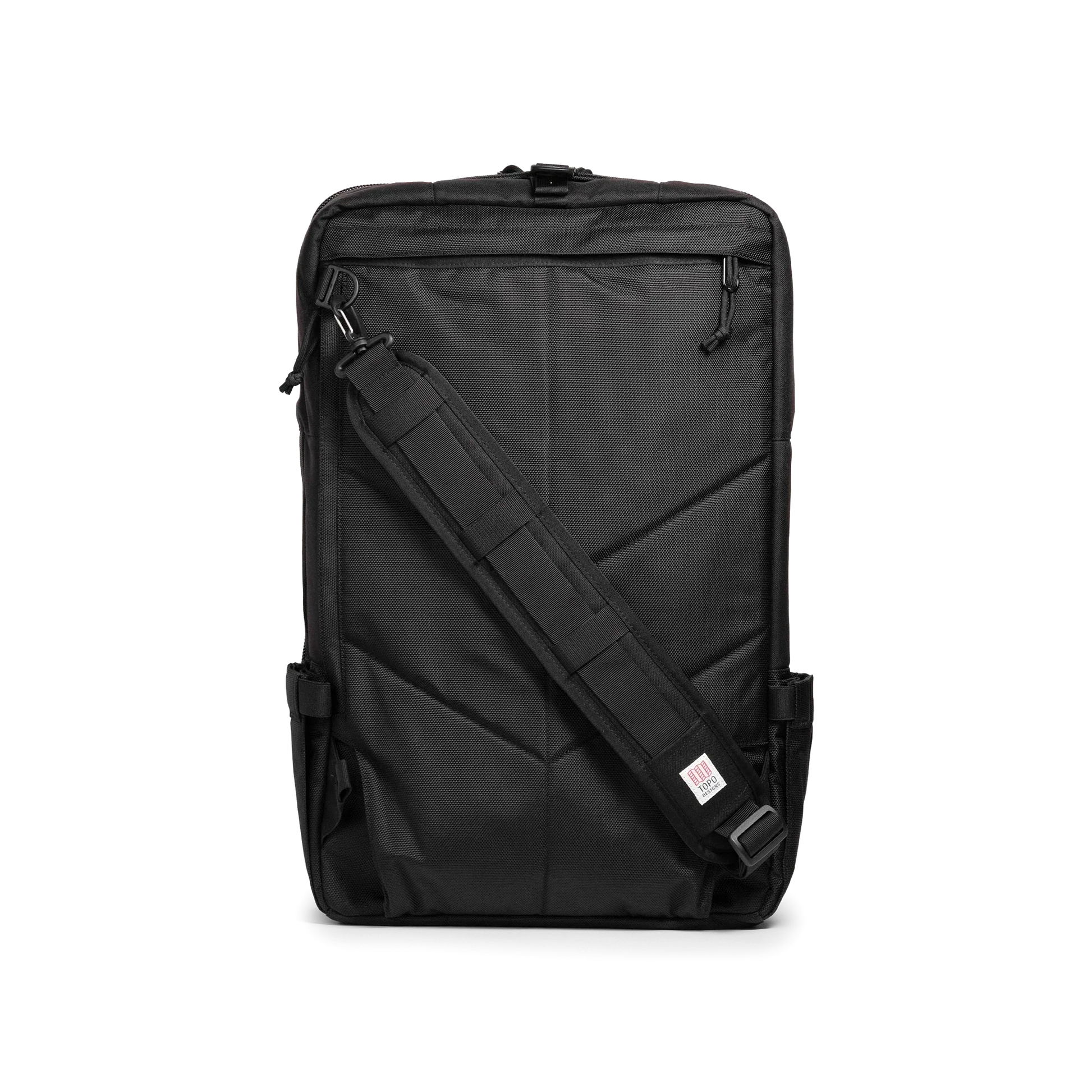 Back view of Topo Designs Global Travel Bag 40L in "Black / Black"