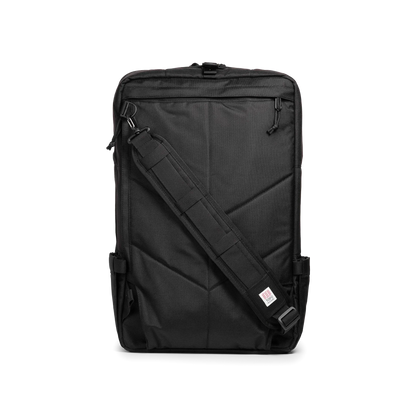 Back view of Topo Designs Global Travel Bag 40L in "Black / Black"