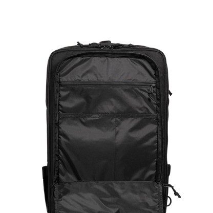 General interior shot of Topo Designs Global Travel Bag 40L in "Black / Black"