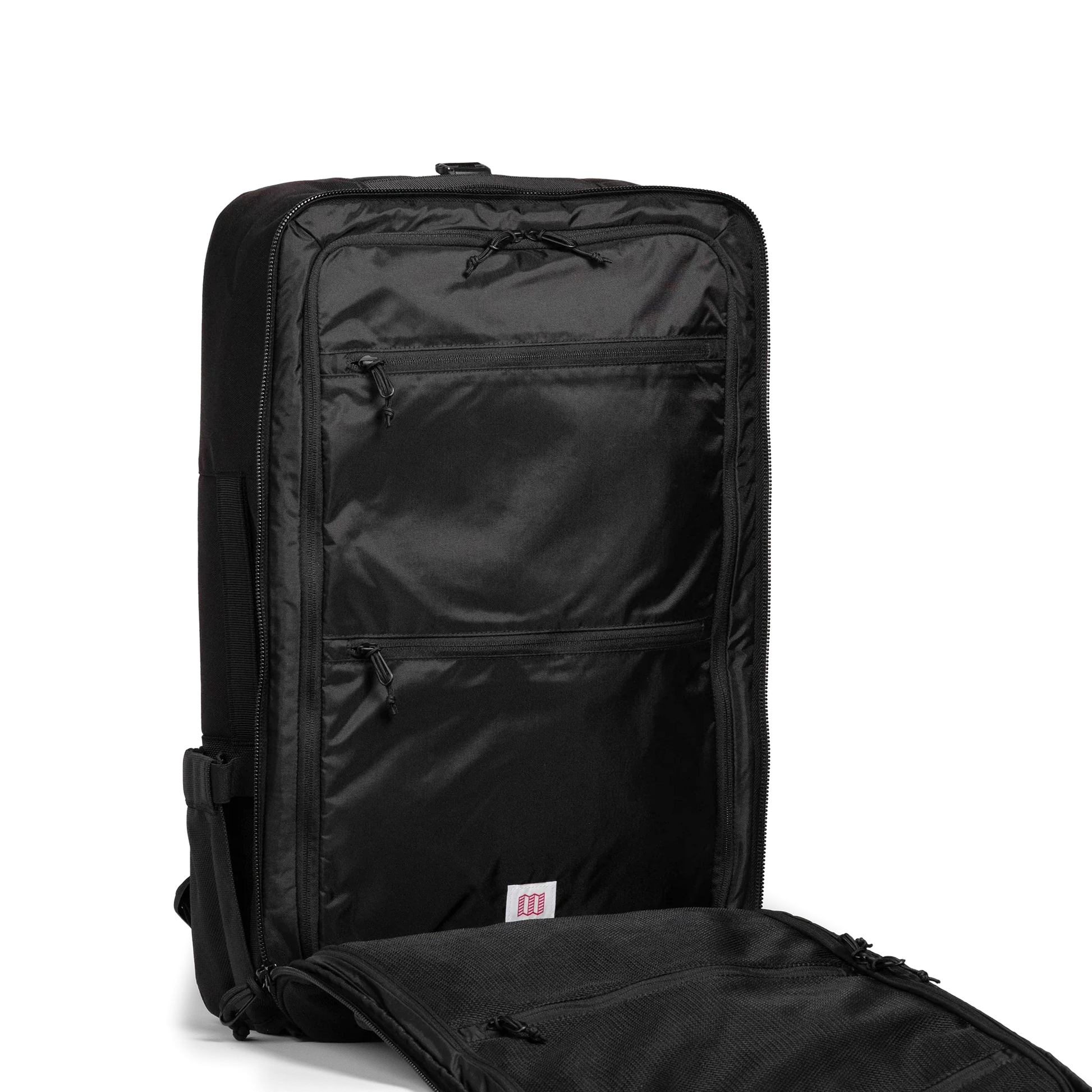 General interior shot of Topo Designs Global Travel Bag 40L in "Black / Black"