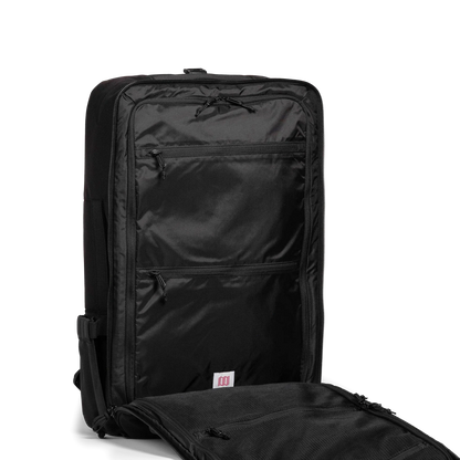 General interior shot of Topo Designs Global Travel Bag 40L in "Black / Black"