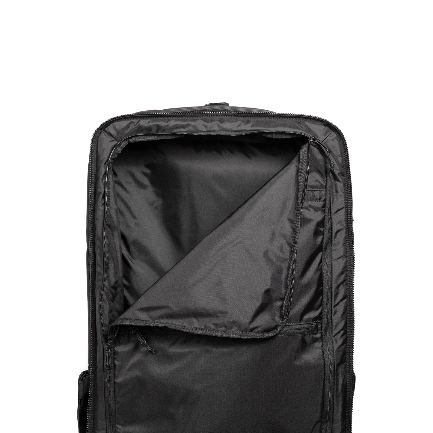 General interior shot of Topo Designs Global Travel Bag 40L in "Black / Black"