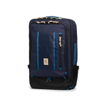 Front quarter view of Topo Designs Global Travel Bag 40L in "Navy / Sahara"