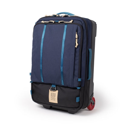 Front View of Topo Designs Global Travel Bag Roller in "Navy / Sahara"