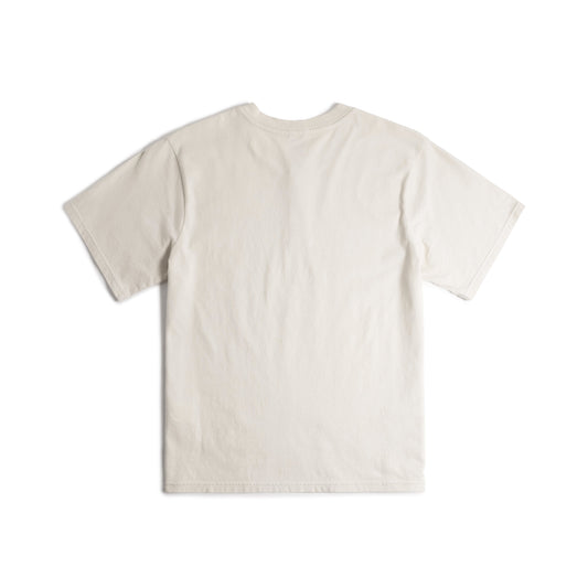 Back flat lay photo on white background of Topo Designs Dirt Henley Short Sleeve - Men's in "Bone White"